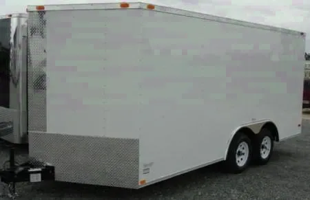 16FT WHITE CAR HAULER W/2-3500LB AXLES