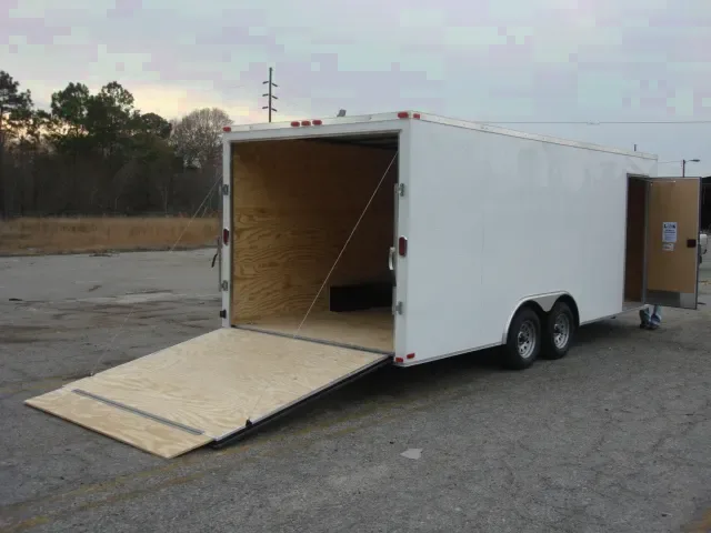 20ft White Enclosed Car Hauler