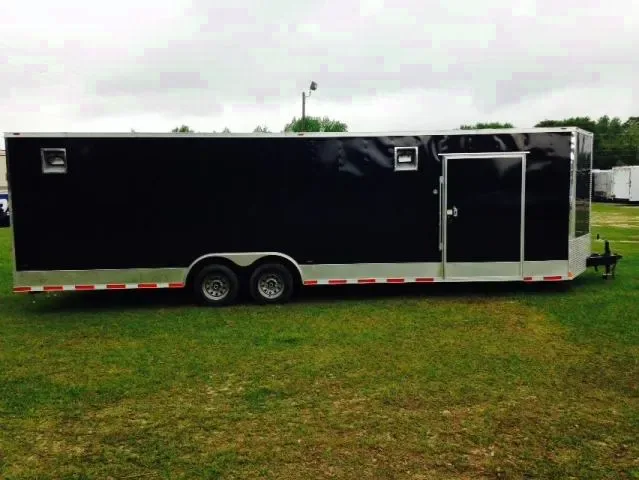 28FT BLACK V-NOSE ENCLOSED CAR HAULER
