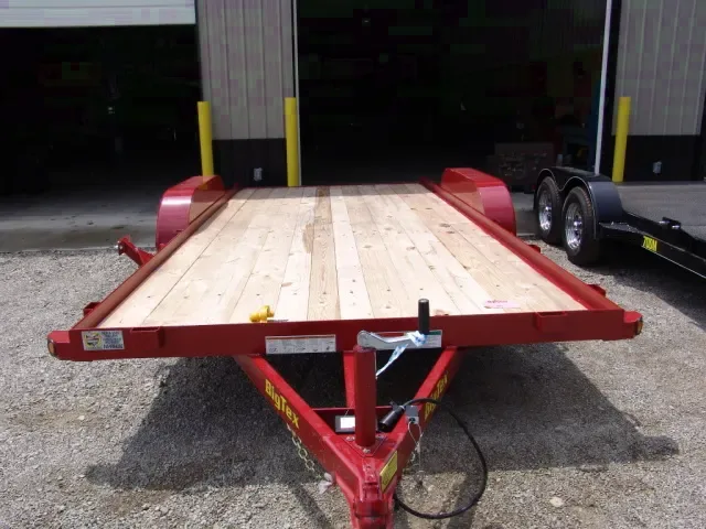 18ft Red Steel Deck Open Car Hauler with Ramps