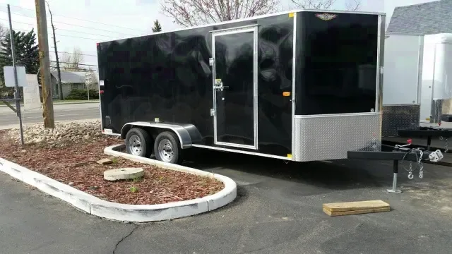 16ft Enclosed Car Motorcycle Trailer  -  Black