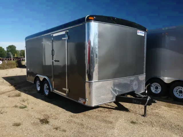 16ft  Enclosed Cargo Trailer  with White Walls and Charcoal Exterior