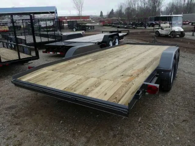 18ft Black Open Auto Hauler with PT Wood