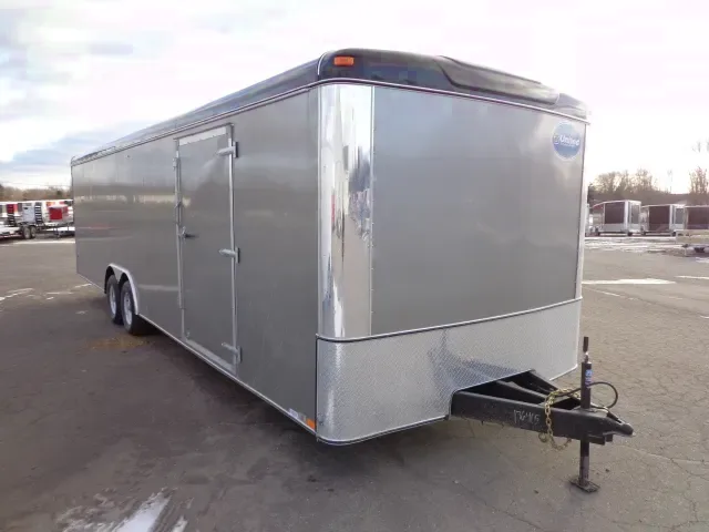 Pewter 28ft Enclosed Car Hauler - Flat Front