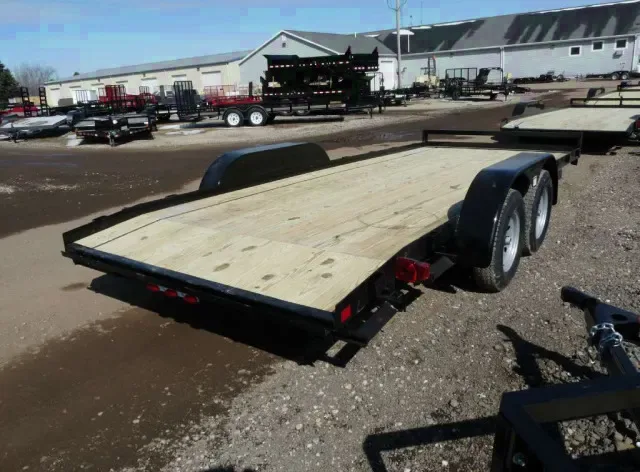 Black with Wood Decking 18ft  Open  Car Trailer