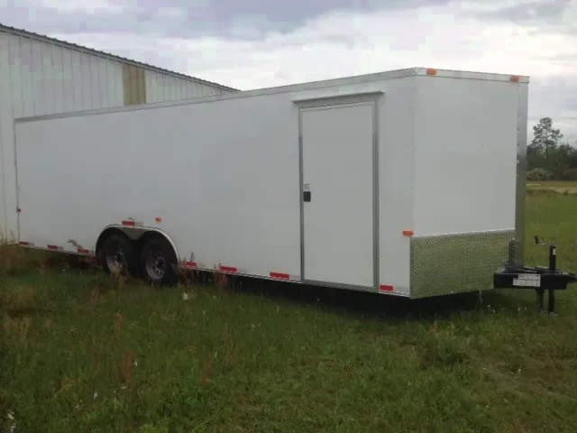 24FT WHITE V-NOSE ENCLOSED CAR TRAILER