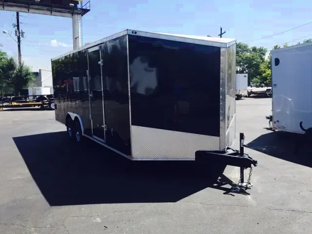 black 20ft v-nose enclosed car hauler
