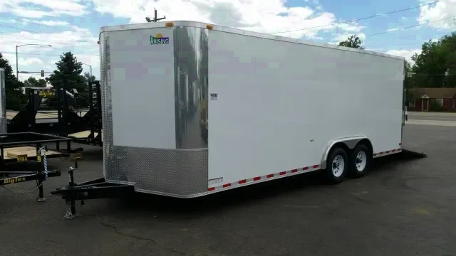 20ft white v-nose enclosed car hauler