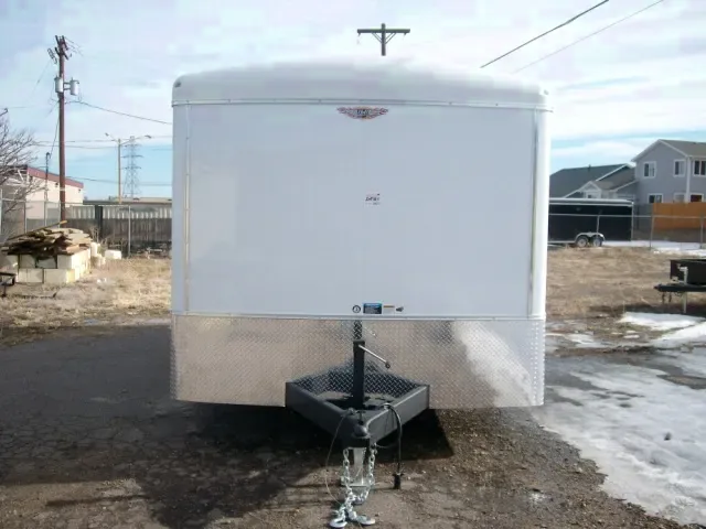 White Flat Front 20ft Enclosed Car Hauler