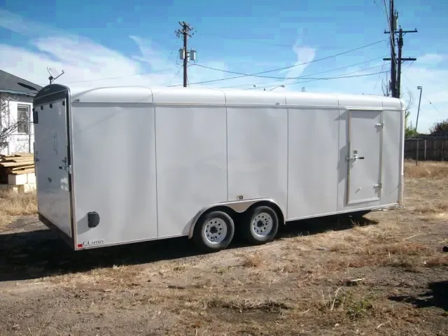 22ft V-Nose Enclosed Car Hauler-White-Ramp