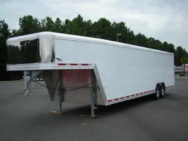 28ft Enclosed Car Hauler WHITE-Gooseneck