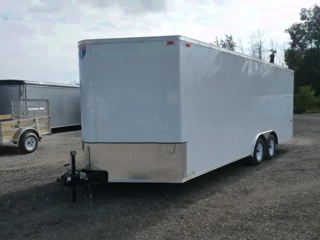 20ft White V-nose Enclosed Car Motorcycle Trailer