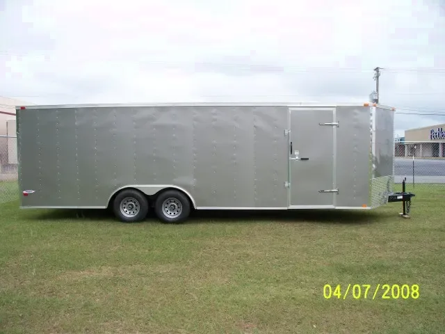 24FT SILVER V-NOSE CAR HAULER