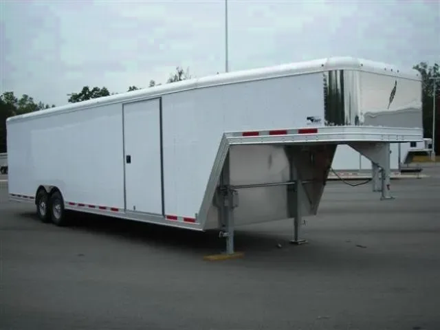 White 28ft Enclosed Car Hauler-Gooseneck
