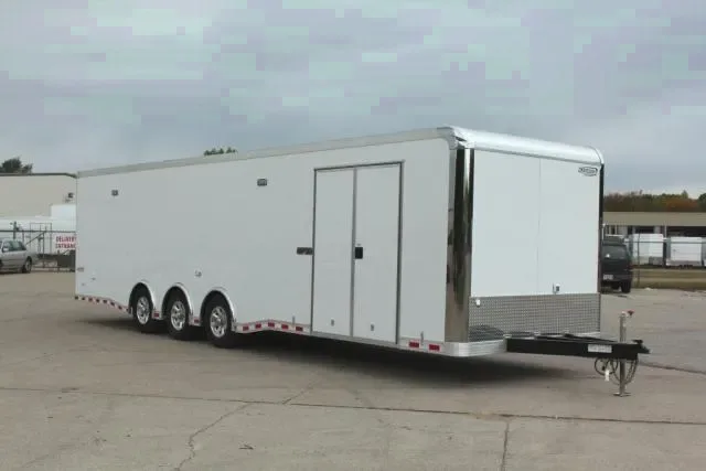 32ft White Flat Front Car Hauler - Loaded with Features