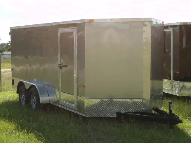 16FT PEWTER ENCLOSED CAR HAULER W/WRAP AROUND DIAMOND PLATING