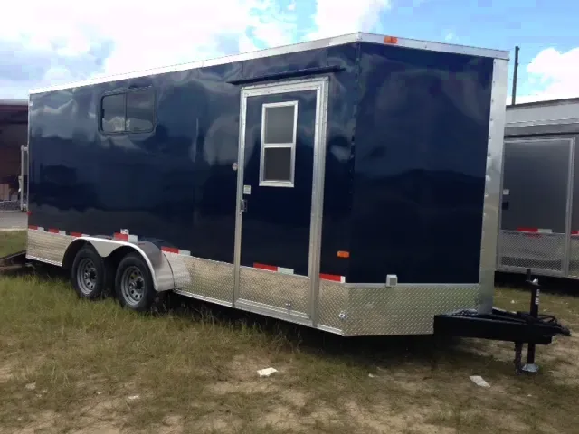 BLACK 18FT ENCLOSED WITH WINDOWS IN SIDE DOOR
