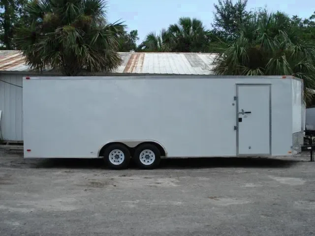 24ft White Enclosed Car Hauler