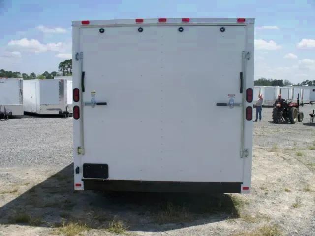24ft Car Hauler Enclosed Trailer Shown in White