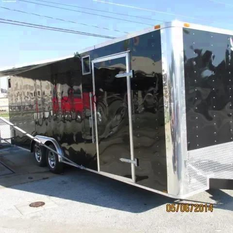 Black Flat Front 24ft Race Trailer with Canopy-Loaded Features