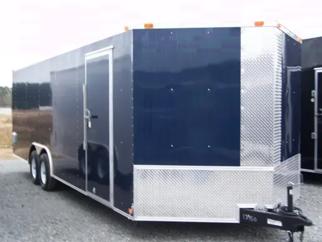 Blue 28ft V Nose Enclosed Car Hauler