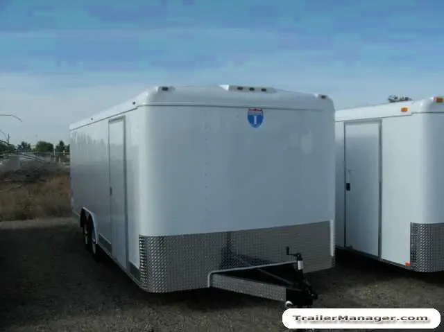 WHITE 20FT ENCLOSED AUTO TRAILER W/NO SHOW BEAVERTAIL