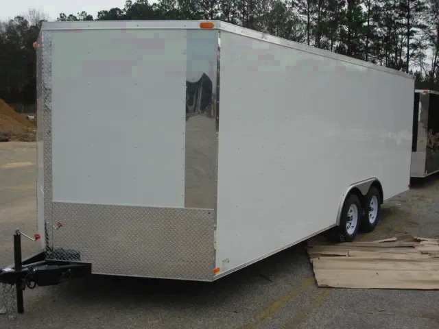 20ft White V-Nose Car Hauler