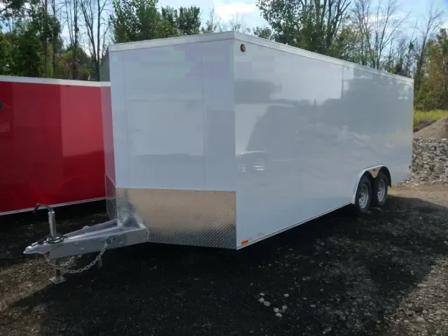 22ft White All Aluminum Enclosed Car Trailer