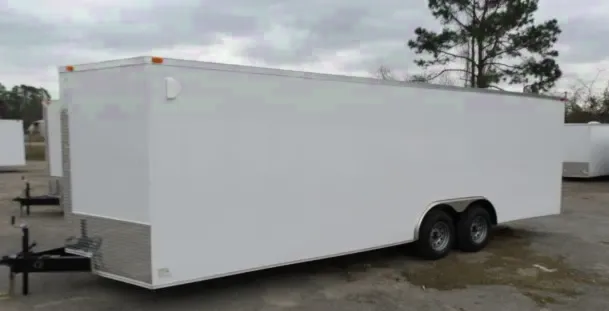 24FT WHITE V-NOSE ENCLOSED CAR HAULER
