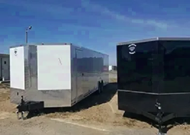 28FT TA  WHITE CAR HAULER WITH V-NOSE