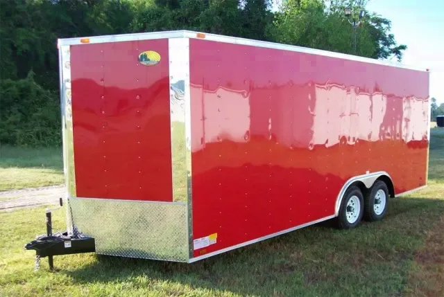 RED V-NOSE 20FT ENCLOSED CAR HAULER