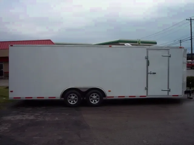 24ft White V-Nose Enclosed Car Hauler with 5.2K axles