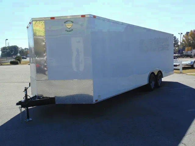 24FT WHITE V-NOSE ENCLOSED CAR HAULER