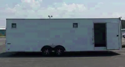 White 28ft Race Trailer with Tandem # 5200 Torsion Axles