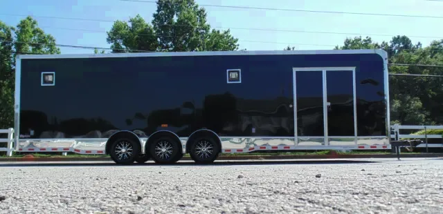BLACK 32FT TRIPLE 7000LB AXLE CAR HAULER