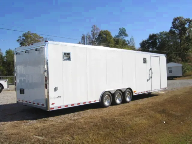 32ft Tri-Axle White Race Trailer