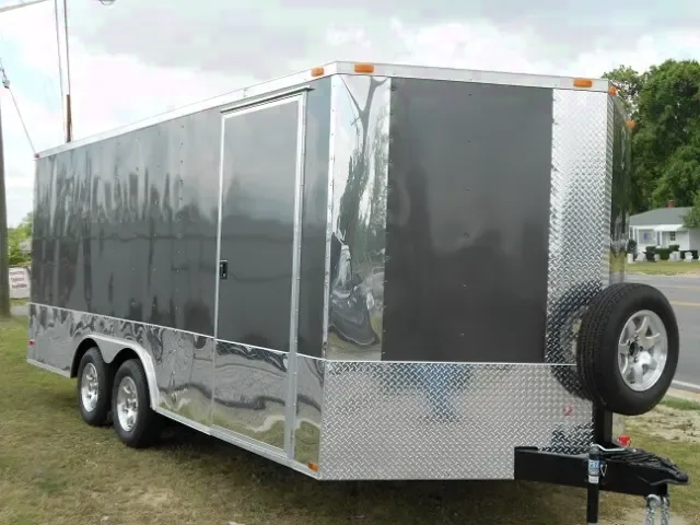 18FT GRAY CAR HAULER W/SPARE MOUNT