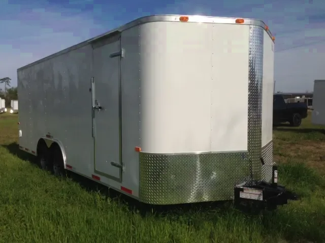 White 20ft V-Nose Car Hauler w/Side Door