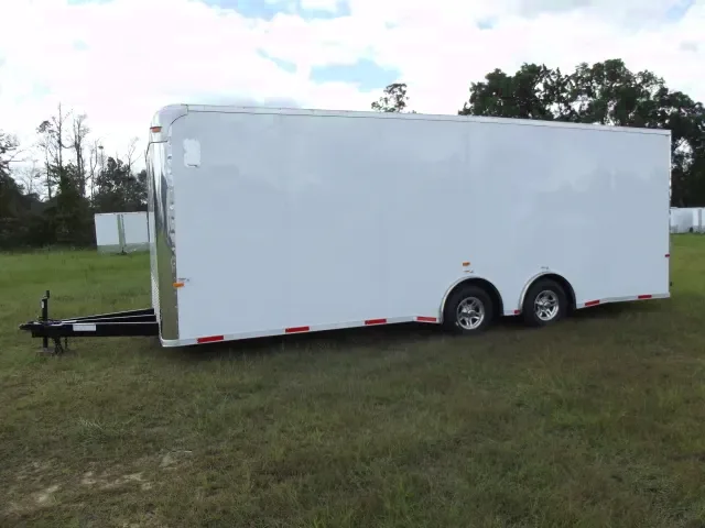 24ft White Car Hauler w/7 Foot 6 Inch Interior Height