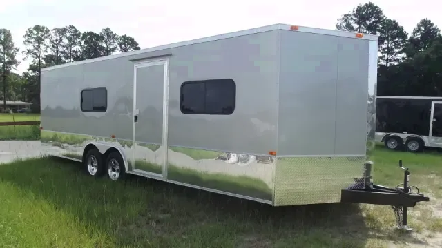 24ft Silver Car Hauler w/ Tinted Windows