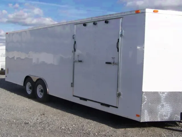 24ft CAR HAULER WHITE V-NOSE