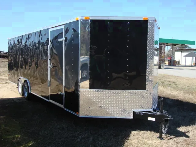 24FT BLACK V-NOSE CAR HAULER