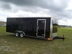 26ft Car Hauler Black, Flat Front, Ramp