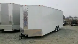 28ft T.A. CAR HAULER WHITE V-NOSE W/EXTRA HEIGHT