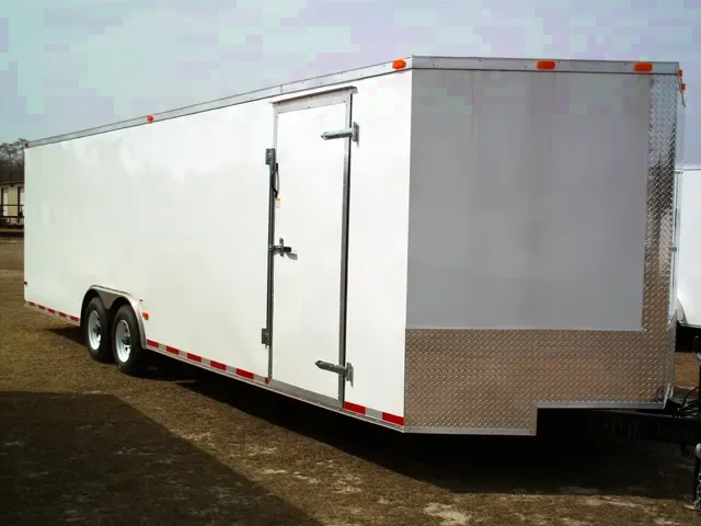 28ft White V-nose Enclosed Car Hauler