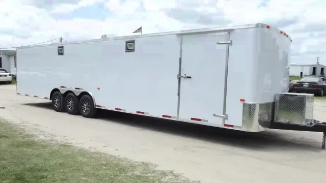 36ft White BP 2 Race Car Trailer