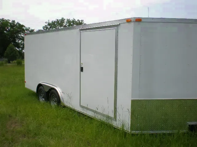 20ft Car Hauler White, V-nose, Bumper pull