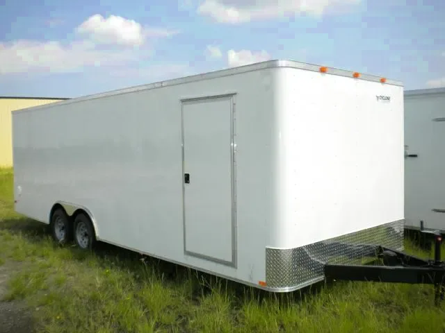 24FT Enclosed Car Hauler Flat Front White
