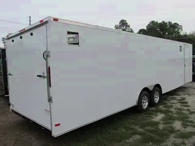 30ft White Flat Front Car Hauler