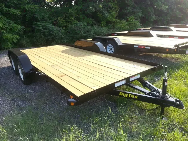 16FT Car Hauler Trailer Black With Wood Decking